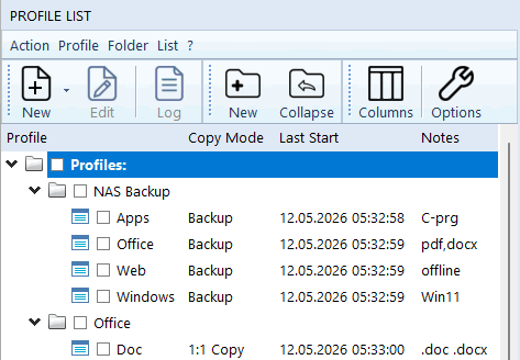 AllSync Profil List