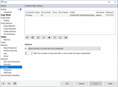 AllSync Profile Properties - Mount Drives