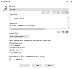 AllSync Profile Properties Visual Basic Scripts Options